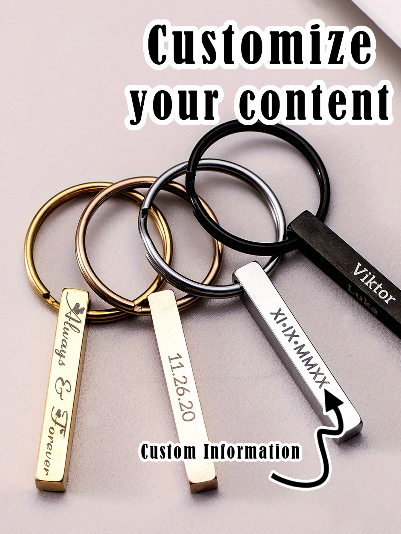 Personalized Text Square Pillar Keychain